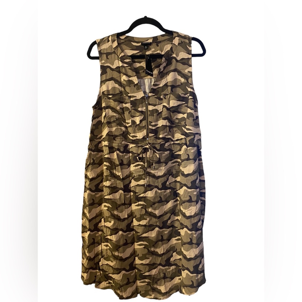 NWT Torrid Mini Challis Camoflauge Sleeveless Shirt Dress w/ Pockets Size 00 M/L